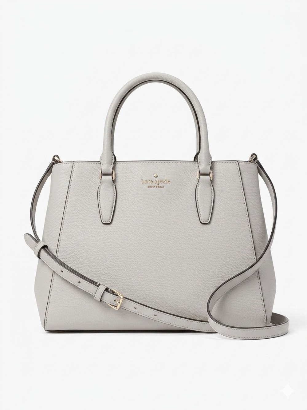 kate spade Gray Pebbled Leather Satchel Shoulder Strap EUC, Extra Clean Like New